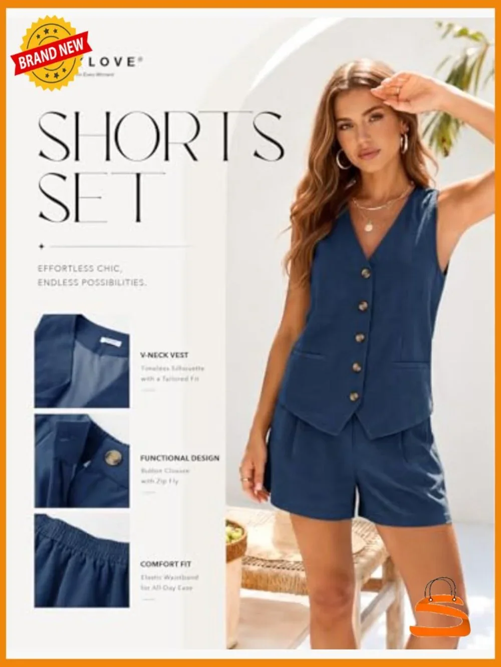 Sleeveless Vest & Shorts 2-Piece Matching Set with Pockets